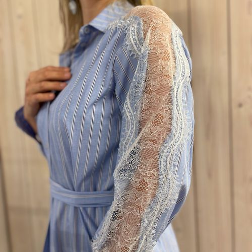 poplin shirt dress with lace
