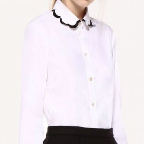 cotton poplin shirt with scallop detail collar