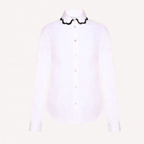 cotton poplin shirt with scallop detail collar