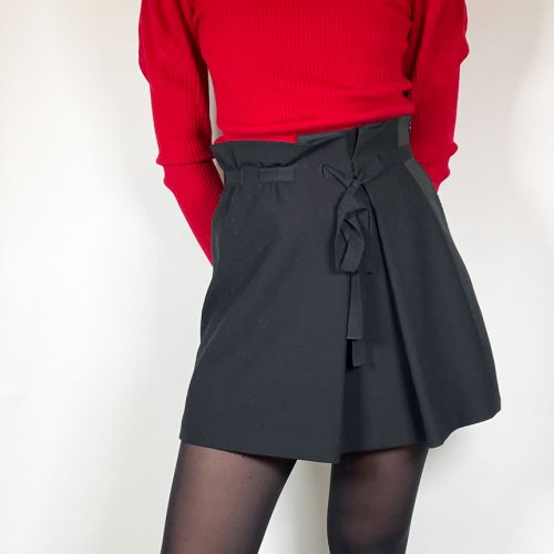 tuxedo-detailed cotton wool twill skirt