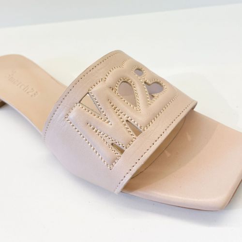 The Alexandra sandals with cut out logo in leather