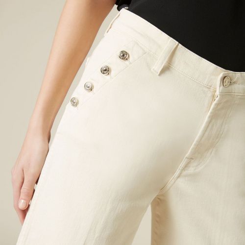 cropped denim pants with buttons