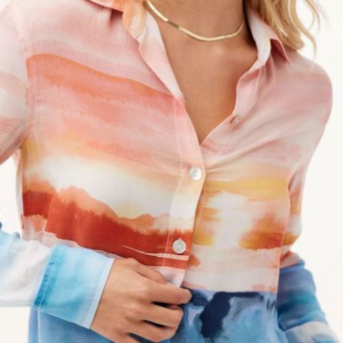 oversized blouse satijn sunset print