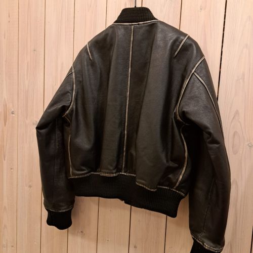 cropped leather bomberjacket washed off