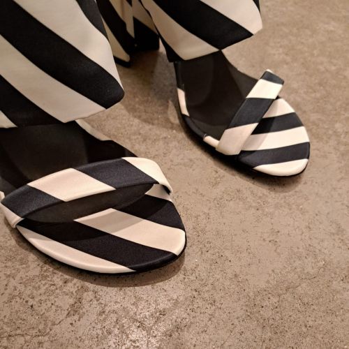 striped block heels