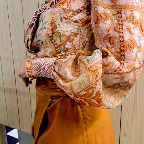 blouse bloemenprint in zijdeblend met volant