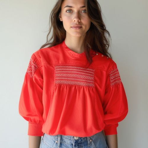 flannel shirt with smocked details