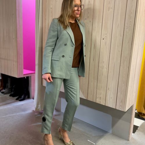 wijde plooibroek hoge taille