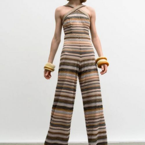 Jumpsuit in an ethnic knitted lurex pattern