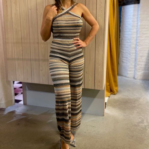 Jumpsuit in an ethnic knitted lurex pattern