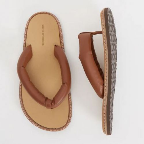 Flip Padded Leather Thong Sandals &mdash; Havanna