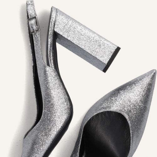 pumps zilver met blokhak