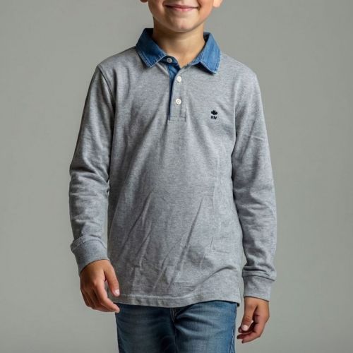 polo met denim kraag