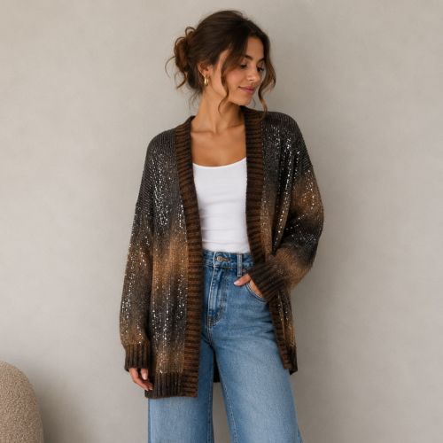 gebreide gilet met pailletten