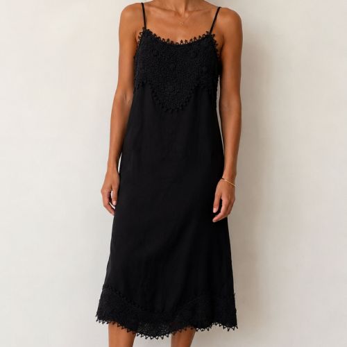 linnen jurk met broderie