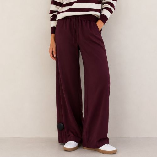 Wide crepe trousers with drawstring