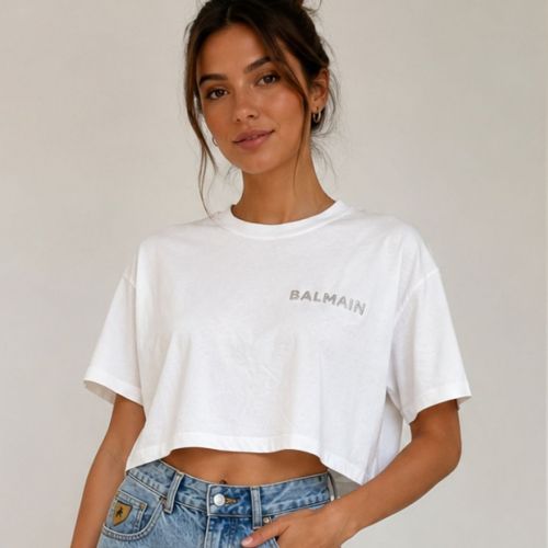 Balmain cropped Logo T-shirt