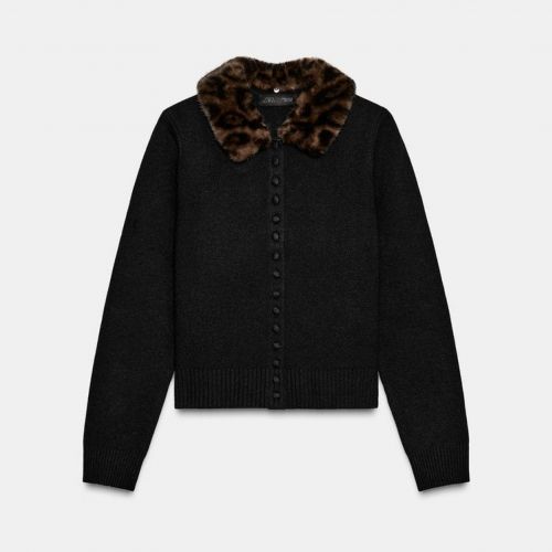 tricot vest met nepbont kraag