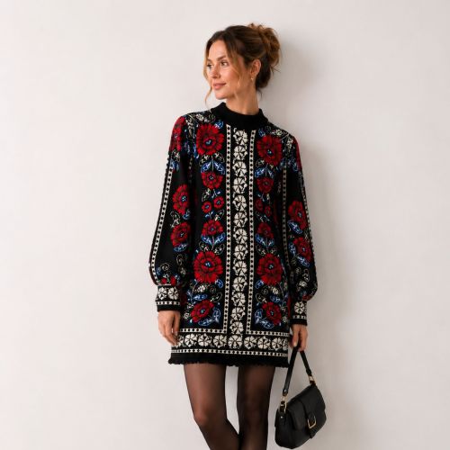 The Valentina Puff Sleeve Knit Dress