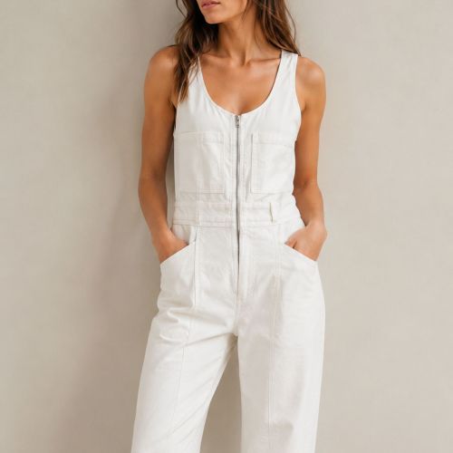 denim jumpsuit met front pockets