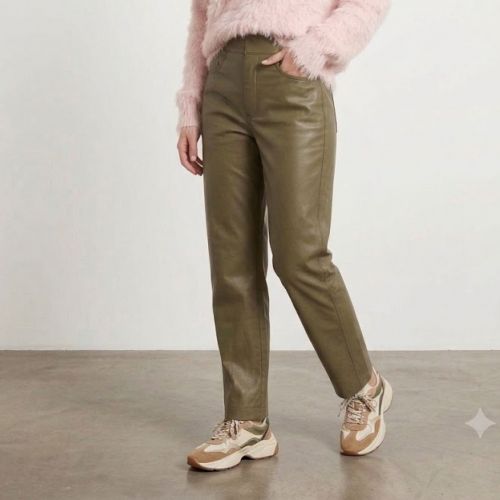 faux leather broek straight fit high waist