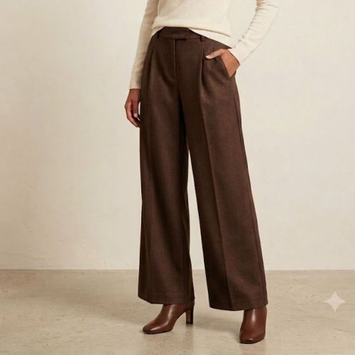 high waist wide leg broek met plooien