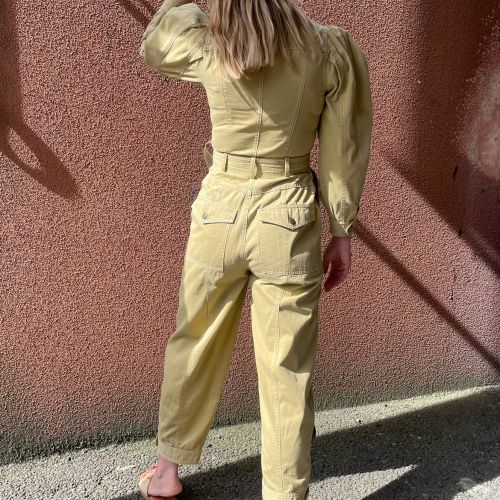 denim jumpsuit met knooplint
