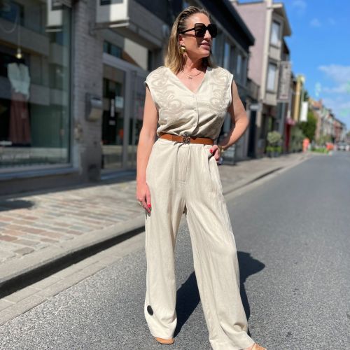 elegante jumpsuit met geborduurde details