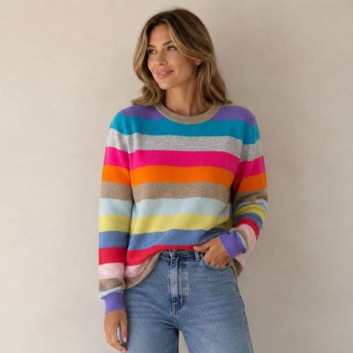 striped pull 100% cashmere