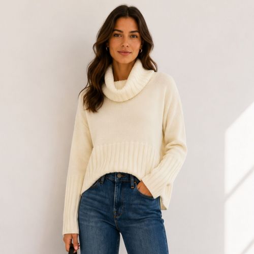 gebreide pull met rolkraag
