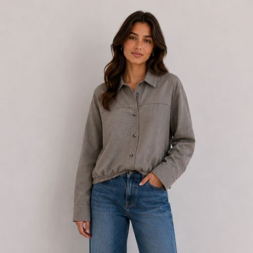 Blouse met lange mouwen en elastische tailleband