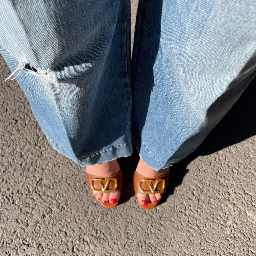 VLogo sandalen met blokhak & enkelband