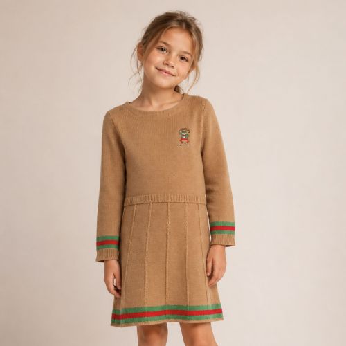 Wool dress embroided logo with frog