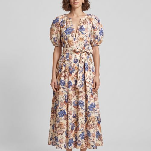 Floral Midi/Maxi Jurk met Pofmouwen en Ceintuur