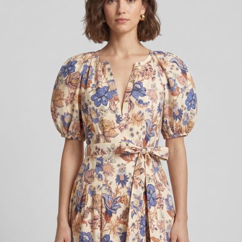 Floral Midi/Maxi Jurk met Pofmouwen en Ceintuur