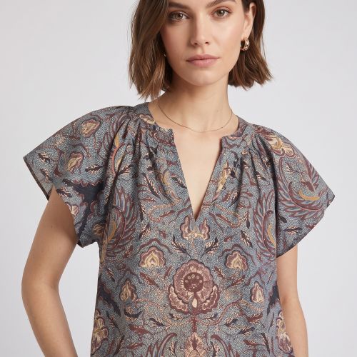 Bohemian Batik Katoenen Top met Fladdermouwen