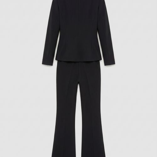 Getailleerde Zwarte Blazer met Tweeknoopssluiting en riem