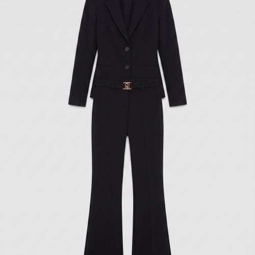 Getailleerde Zwarte Blazer met Tweeknoopssluiting en riem