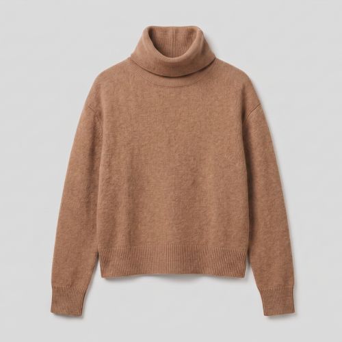 Barbara Bui Minimalistische Camel Rolkraagtrui van Kasjmier en Wol