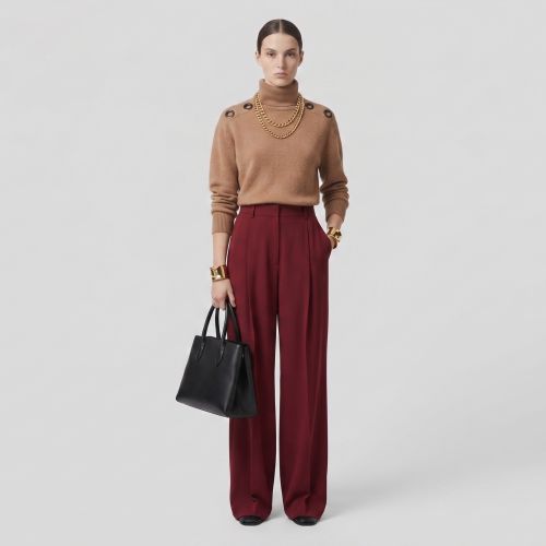 Barbara Bui Minimalistische Camel Rolkraagtrui van Kasjmier en Wol