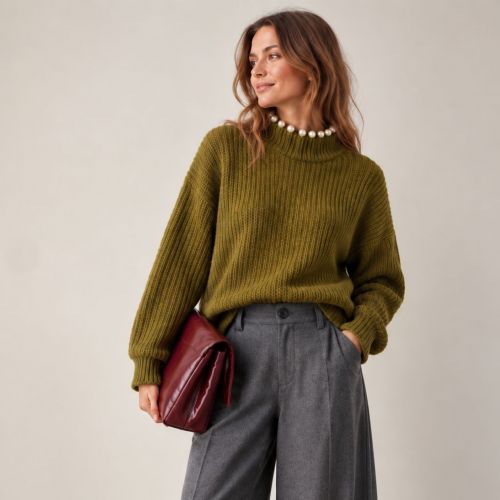 gebreide pull afgewerkt met parels