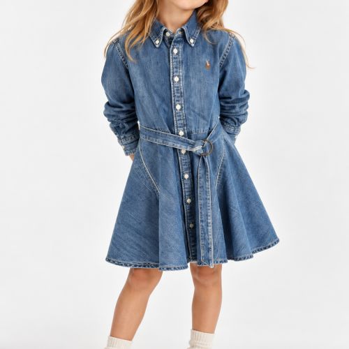 denim hemdjurk met geborduurde logo-print