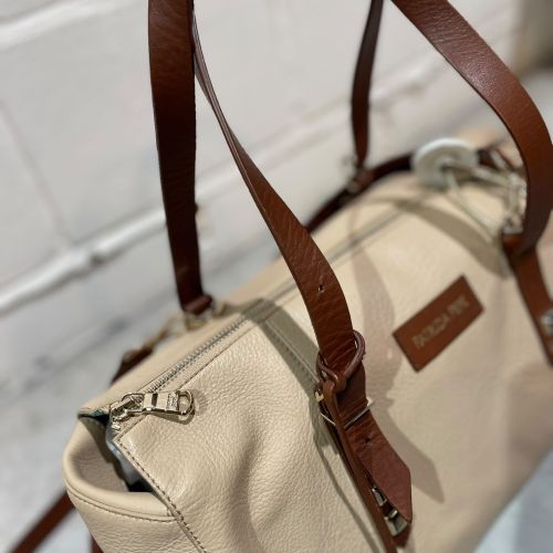 lederen bowling bag met lange riem