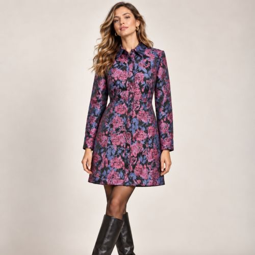 Jacquard print shirtdress