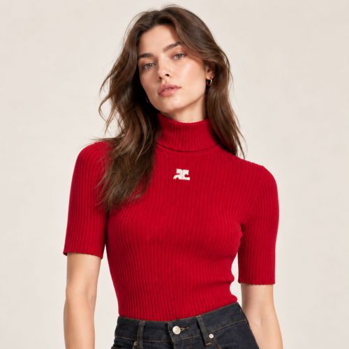 reedition short sleeves rib knit sweater