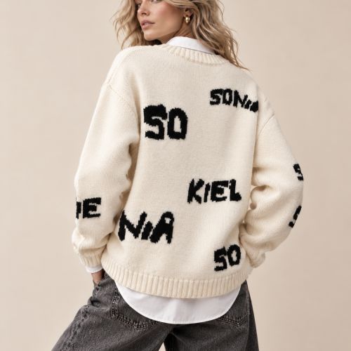 oversized pull met logo-opschrift
