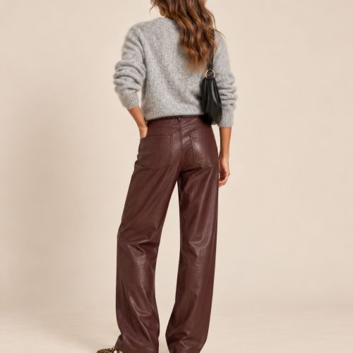 wide leg faux leather pants