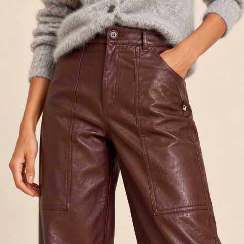 wide leg faux leather pants