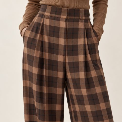 Wijde broek ruitmotief