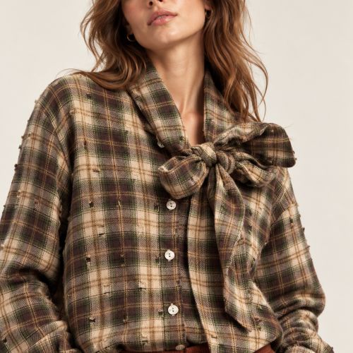 Vichy ripped blouse bow tie